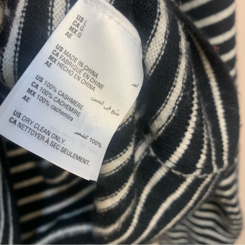 Charter Club Luxury 100% Cashmere Striped Heart Pullover Sweater - Picture 9 of 10